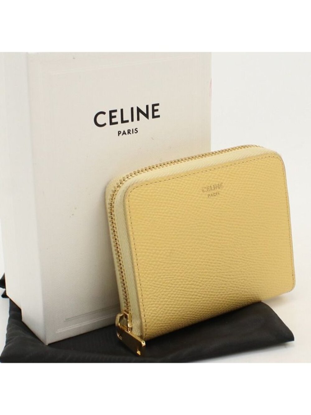 Celine Small Zip Wallet Trifold Grain Calfskin